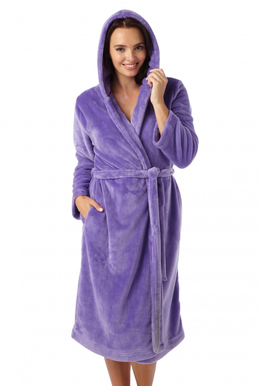 Ladies fleece hooded robe In08050