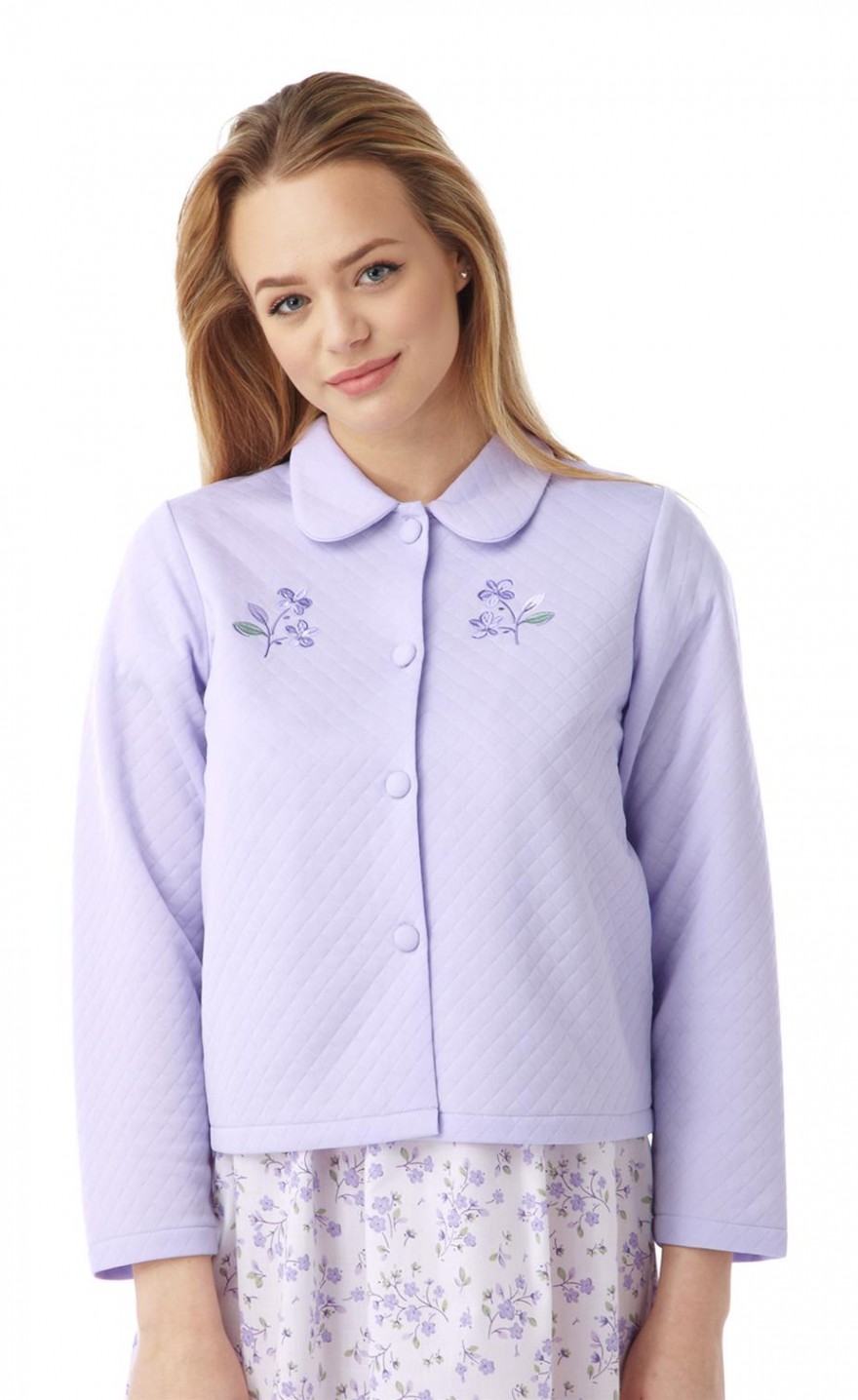 Knitted Plain mock quilt bedjacket Ma08772