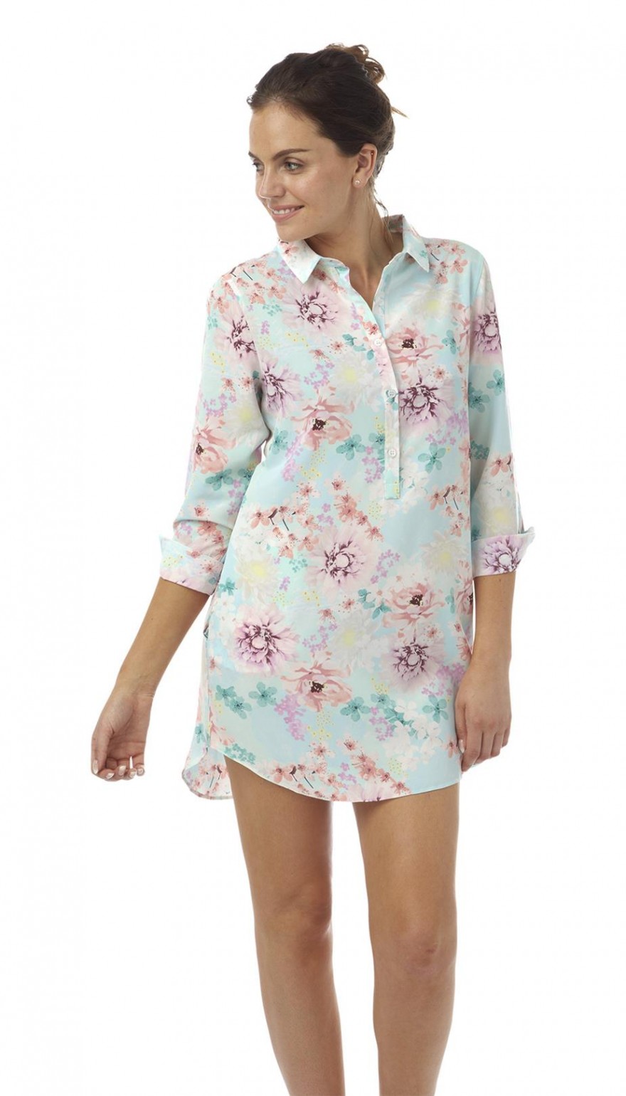 Ladies woven collar nightdress In08562