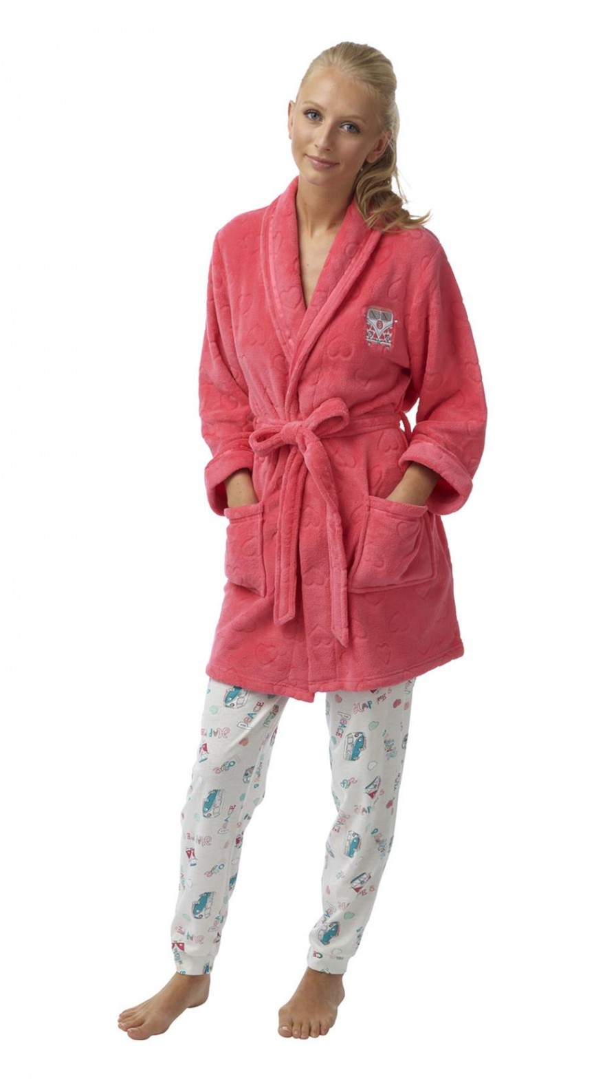 Ladies Fleece Campa Van embroidered robe In05317