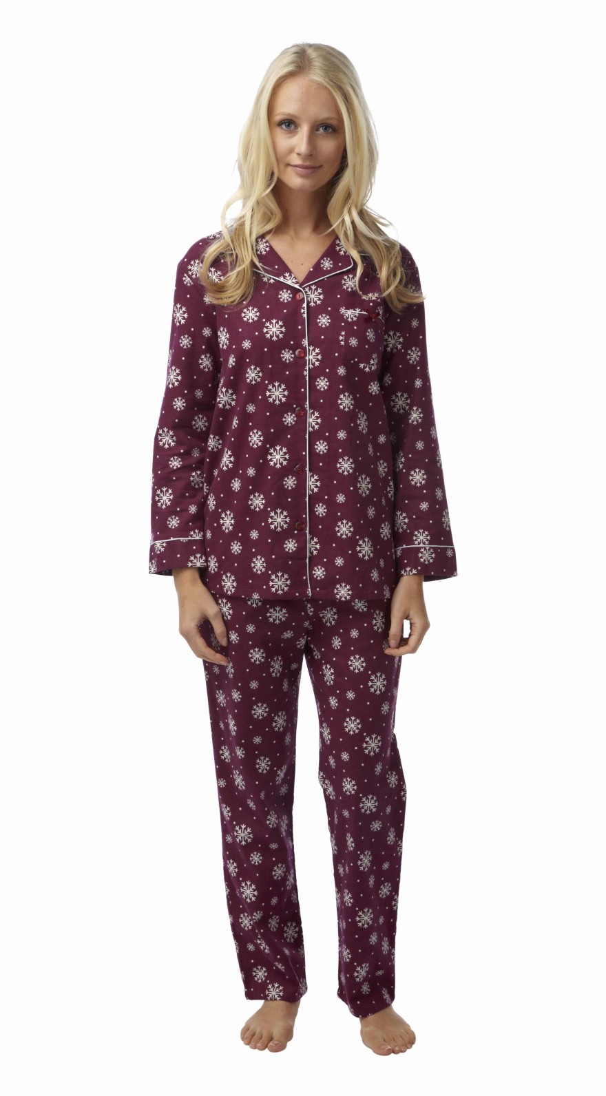 Ladies Snowflake wincey pyjama In06549