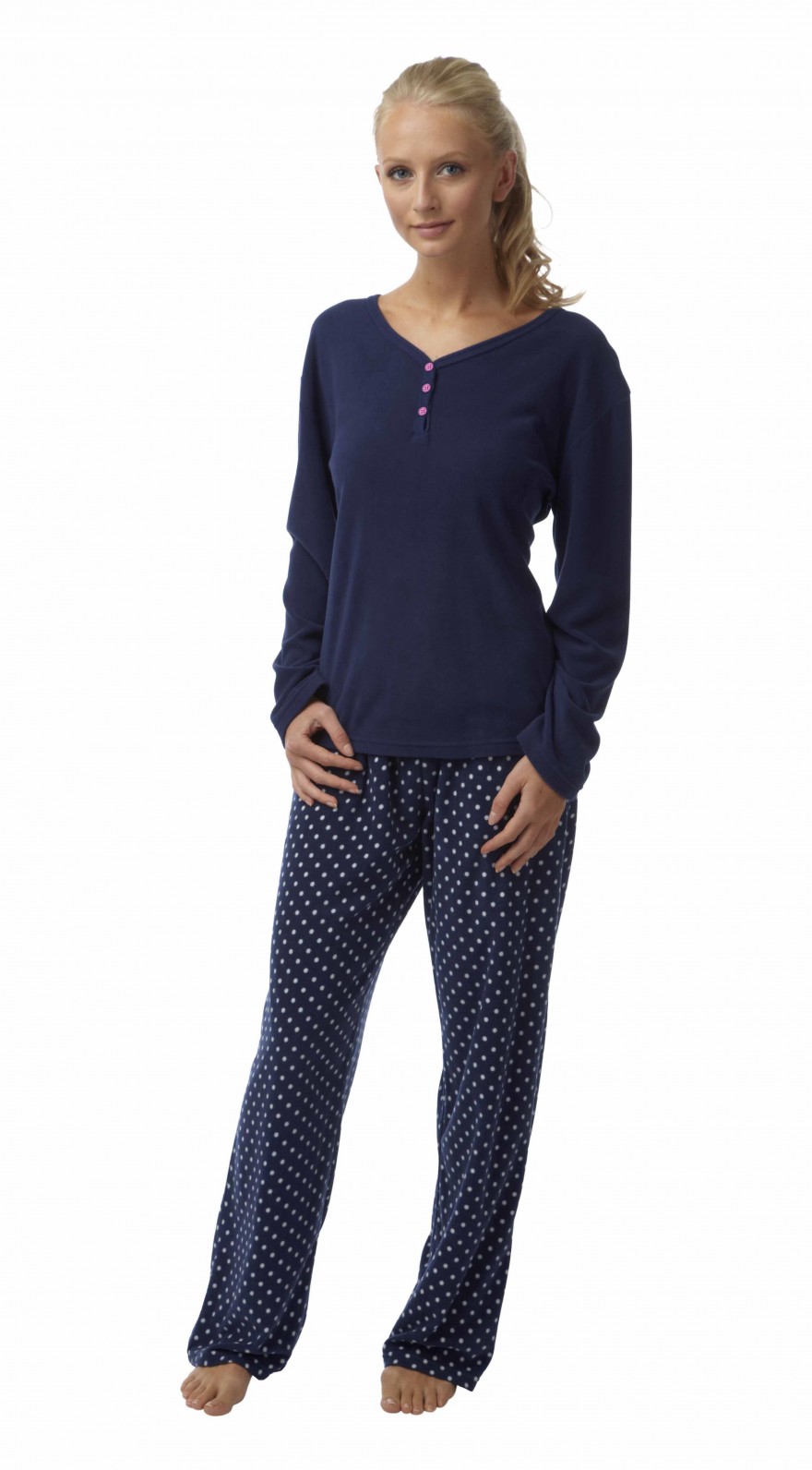 Ladies Spot Fleece Pyjama In05095