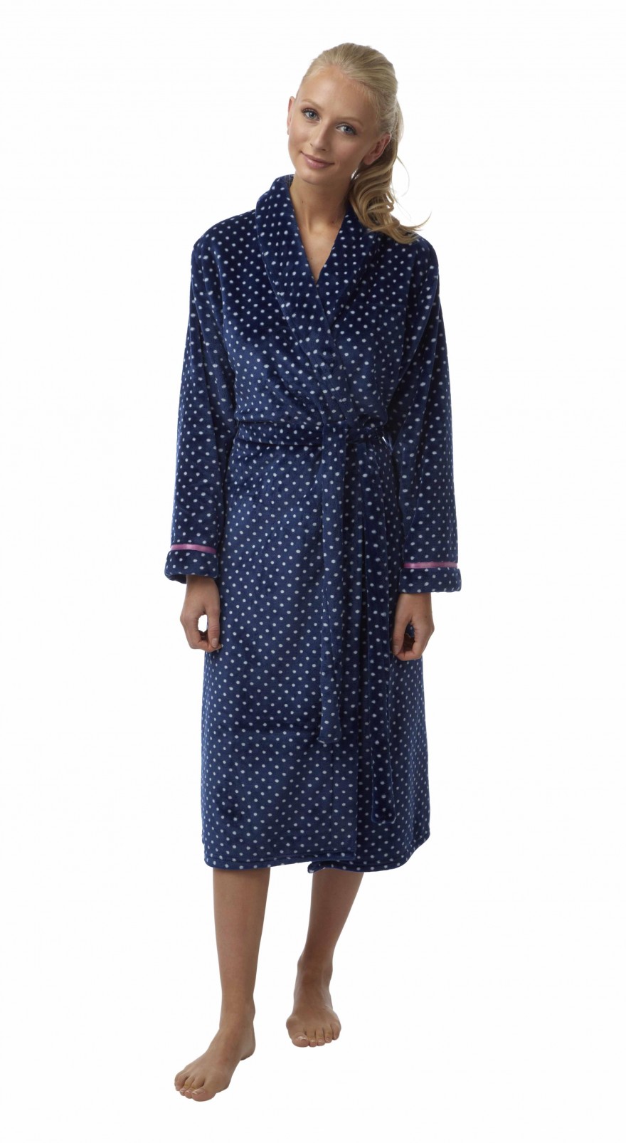Ladies spot print fannel fleece Robe In05353