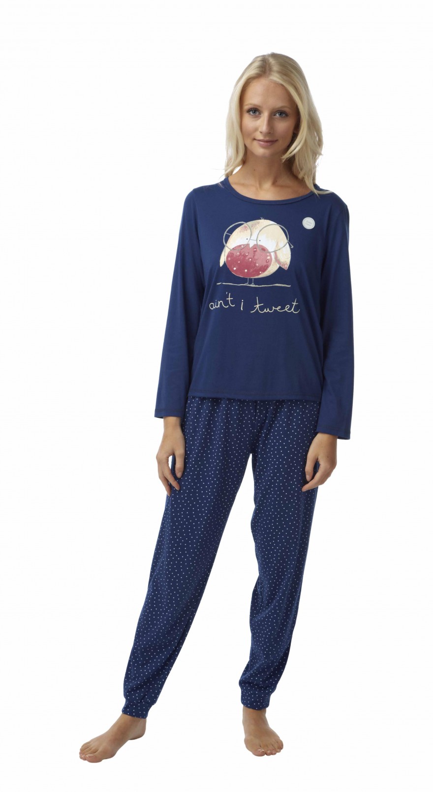 Ladies Knitted Robin spot Pyjama In05305