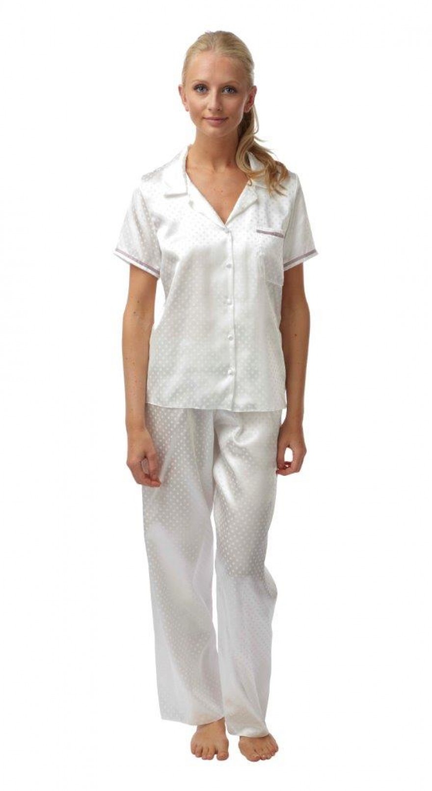 Ladies Jaquard Satin Pyjama set In05247