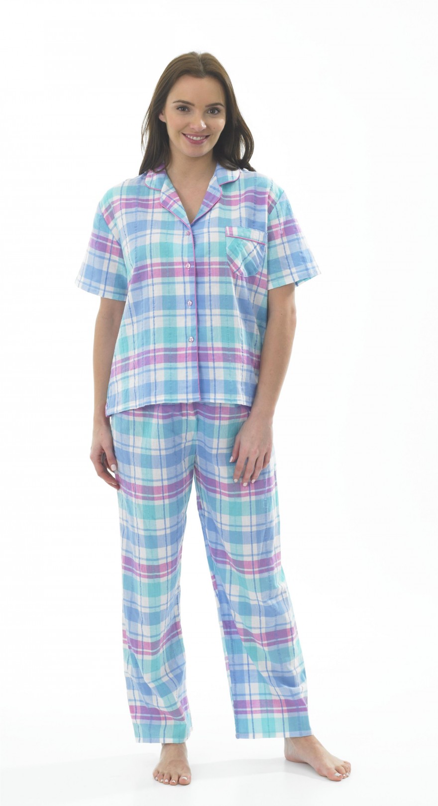 Ladies Check short sleeved pyjama In05296