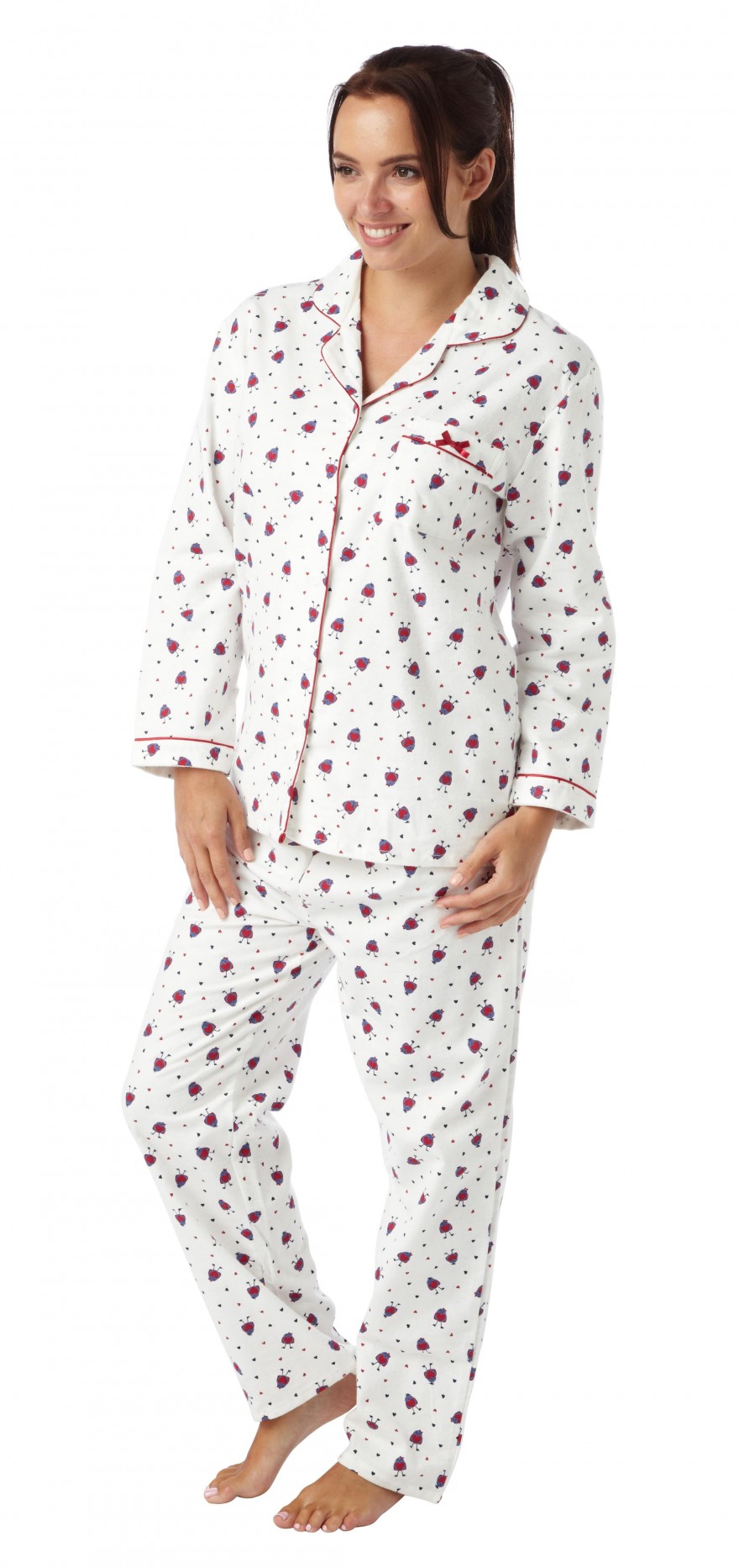 Ladies Robin Print Wincey Pyjama In05096