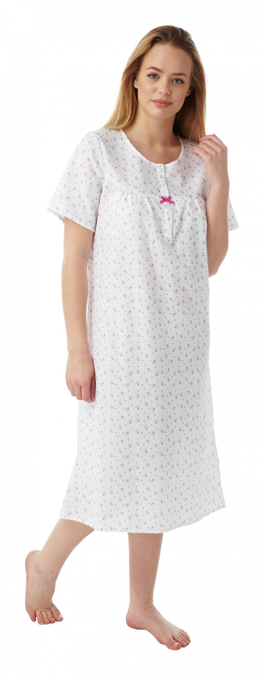 Ladies floral seersucker nightdress Ma07653