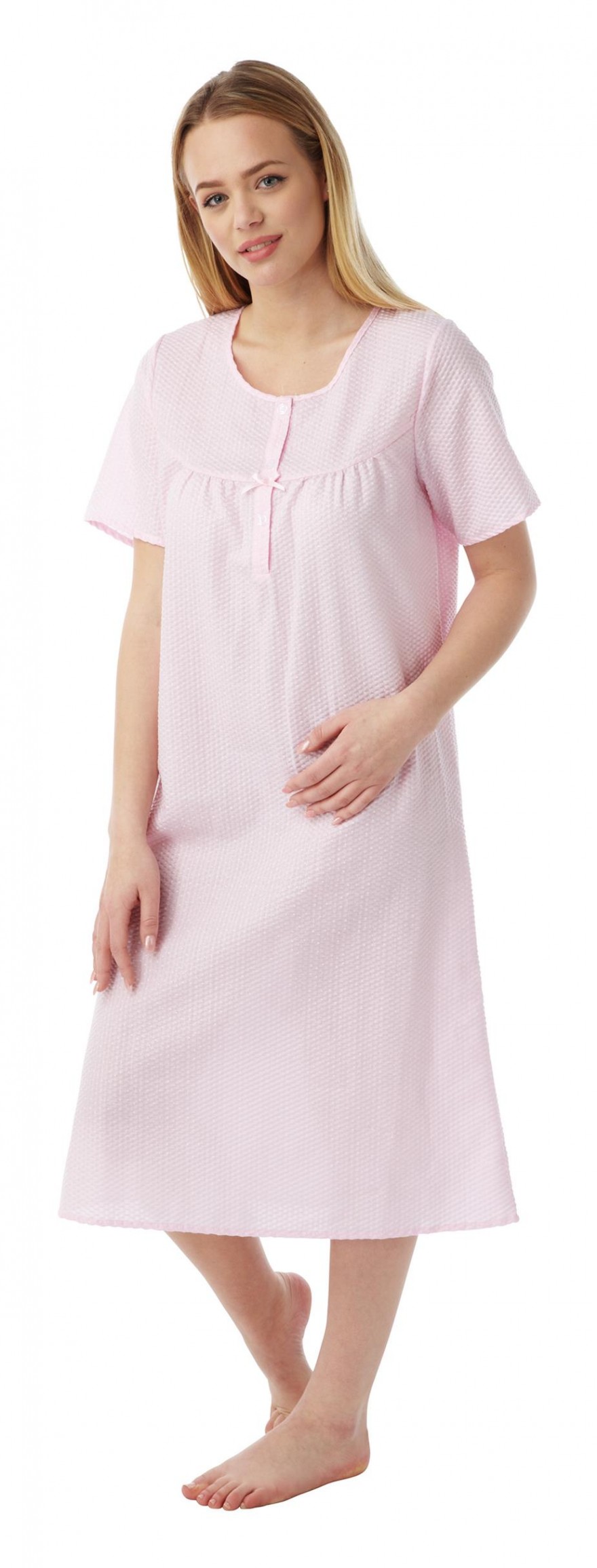 Ladies spot seersucker nightdress Ma07652