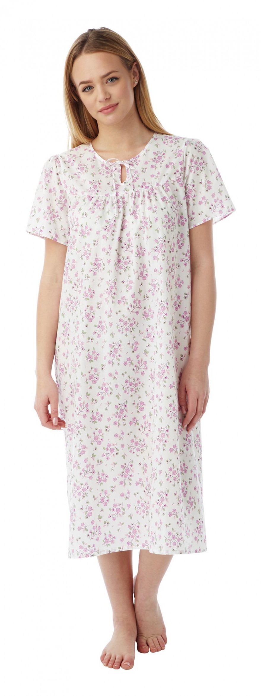 Ladies floral sprig Keyhole nightdress MN8