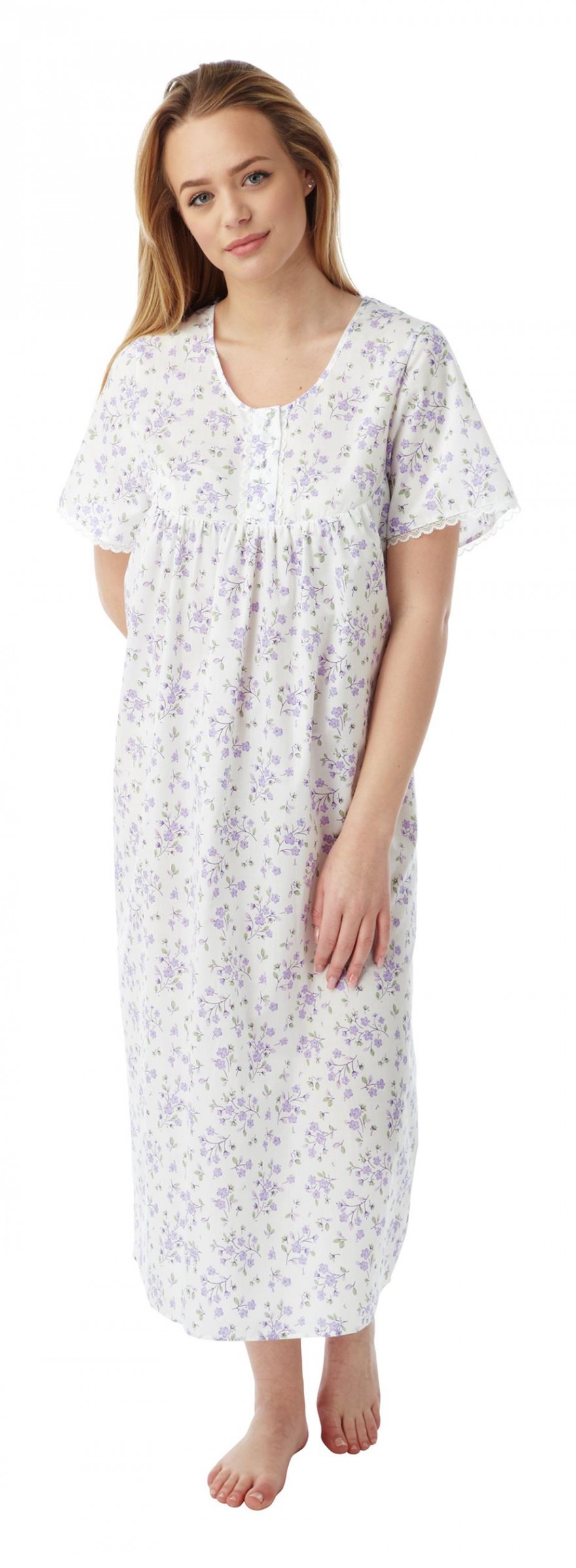 Round neck floral 48" polycotton nightdress  MN145