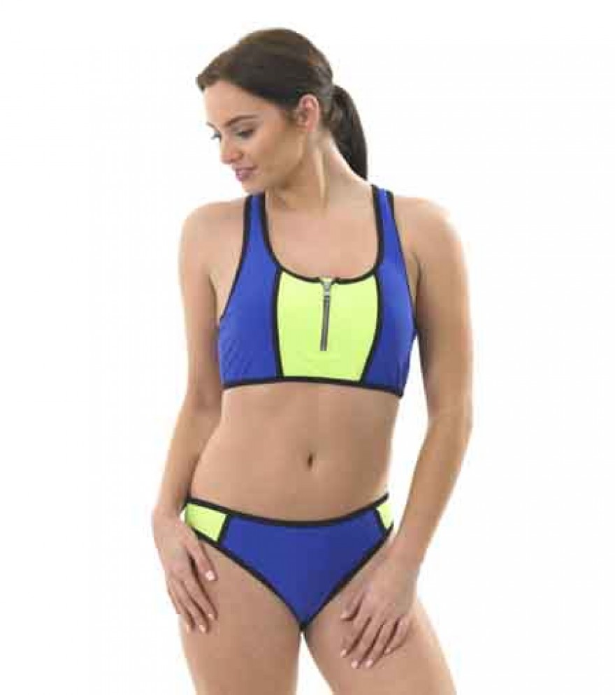 Ladies colour block zip bikini Ho02728