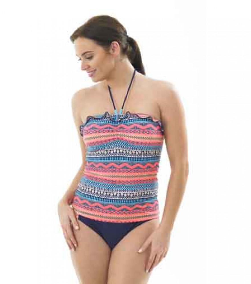 ladies aztec neon tankini Ho02732