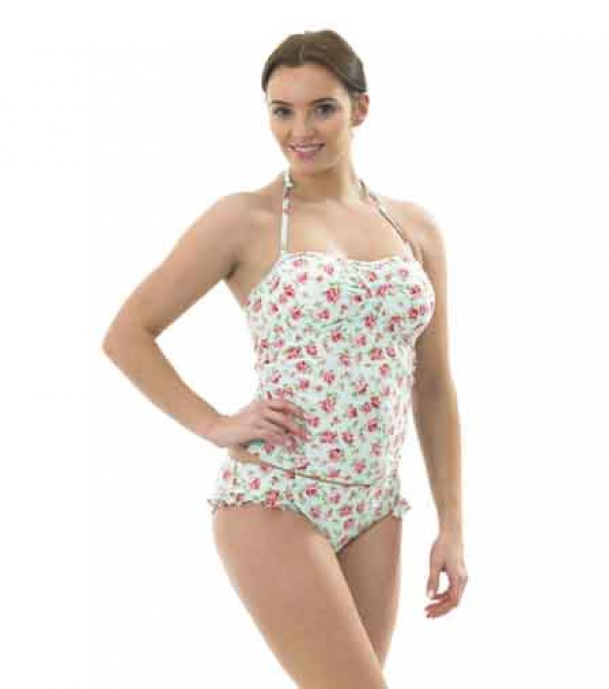 Ladies floral Tankini with frill briefs Ho02738