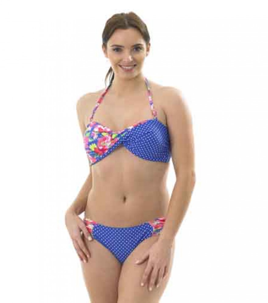 Ladies twisted floral spot bikini Ho02742