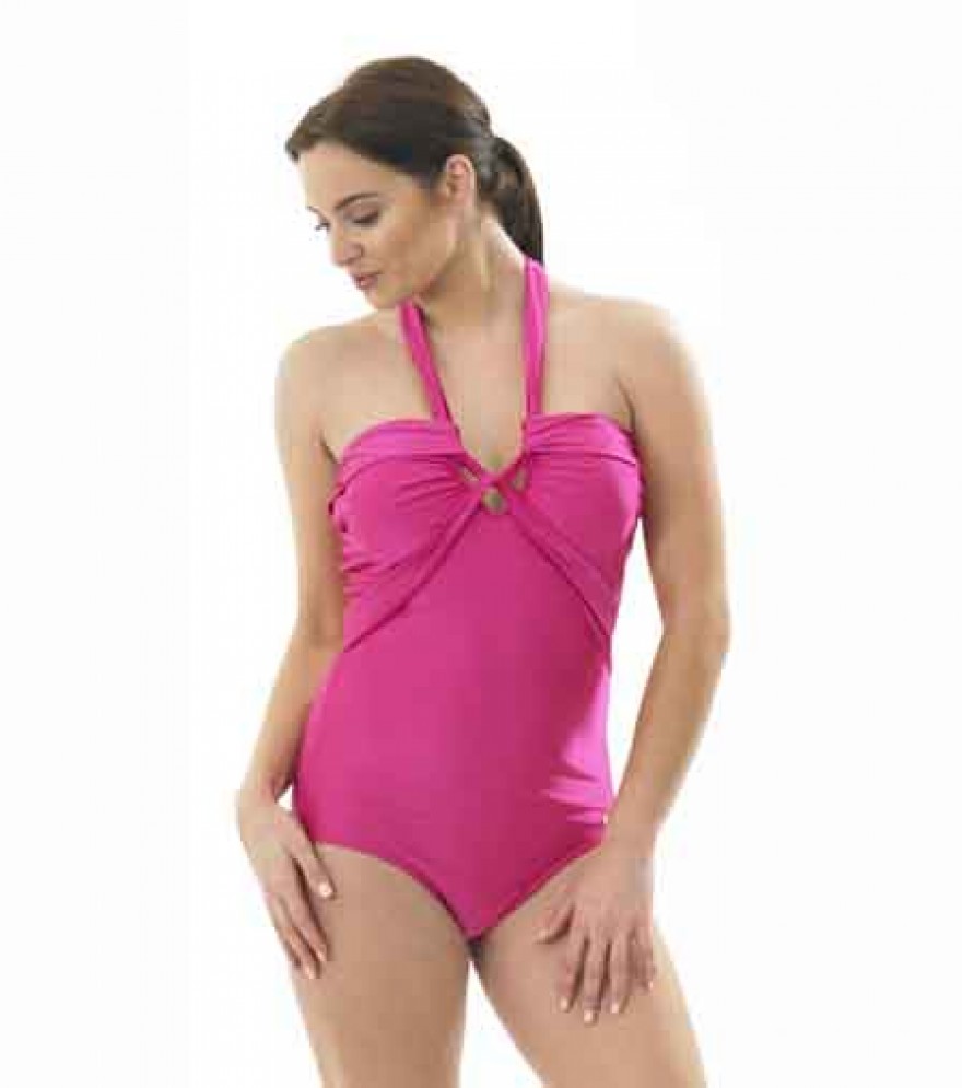 Ladies keyhole plain swimsuit Oy03312