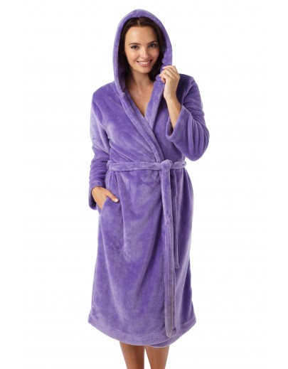 Ladies fleece hooded robe In08050