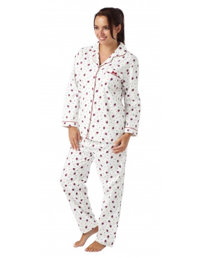 Ladies Robin Print Wincey Pyjama In05096