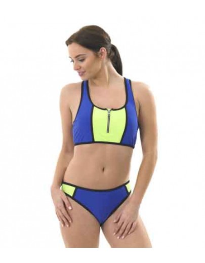 Ladies colour block zip bikini Ho02728
