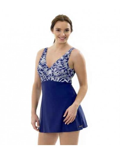 Ladies Leaf print skirted swimsuit OB02669