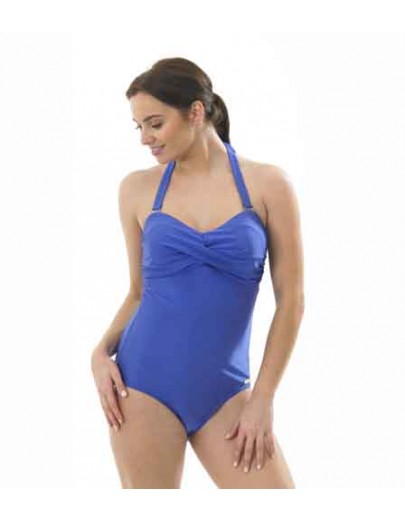 Ladies twisted front plain swimsuit Oy03310