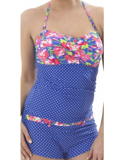 Ladies twisted spot floral tankini Ho02741