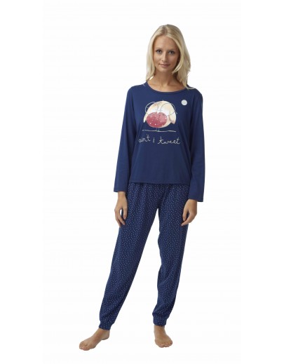 Ladies Knitted Robin spot Pyjama In05305