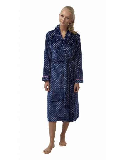Ladies spot print fannel fleece Robe In05353
