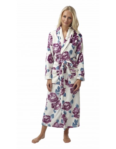 Ladies Floral print flannel fleece Robe  In05341