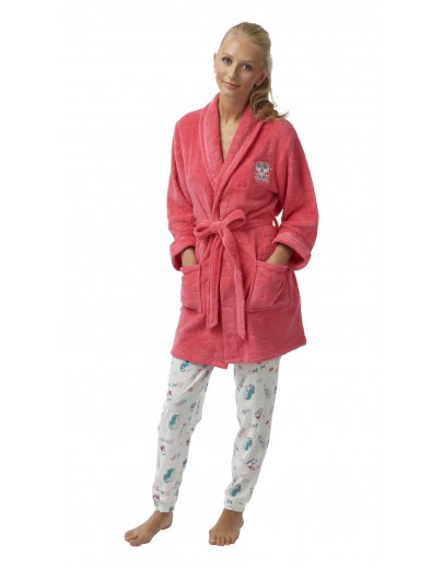 Ladies Fleece Campa Van embroidered robe In05317