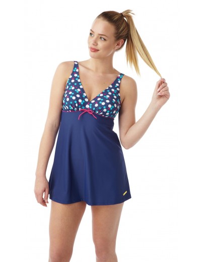 Ladies spot skirted swimsuit Oy07778