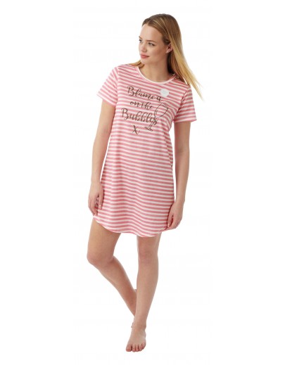 Ladies striped Champange Nightshirt In07659