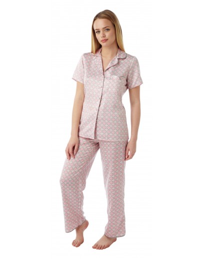 Ladies Matt satin murcia print pyjama In07698