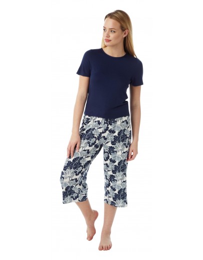 Ladies Nigella print cropped pyjama set In07741