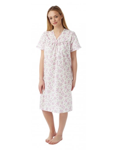 Ladies V Neck floral sprig polycotton nightdress MN20